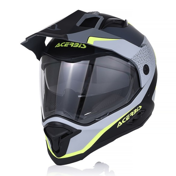 Casco enduro stradale Acerbis Reactive Graffix - Nero/Grigio in fibra.