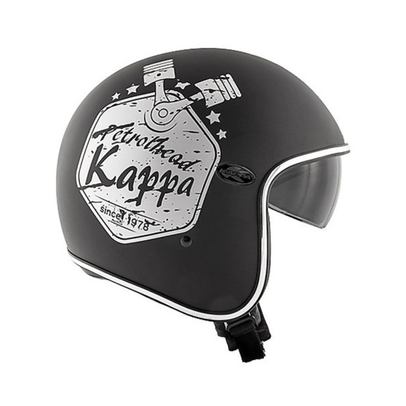 Casco jet Kappa con calotta in fibre composite e grafica accattivante.