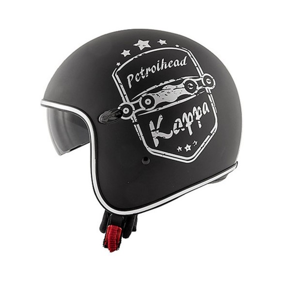 Casco jet Kappa con calotta in fibre composite e grafica accattivante.