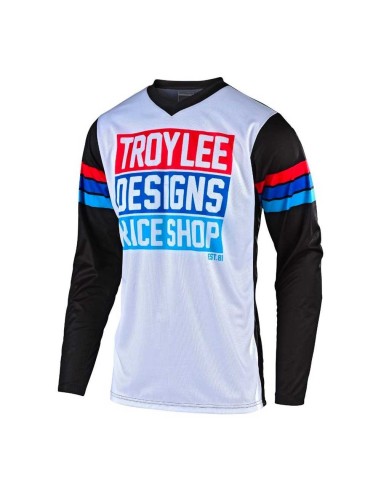 maglia cross bambino Troy Lee Design Carlsbad Youth - Maglia - White/Black offroad