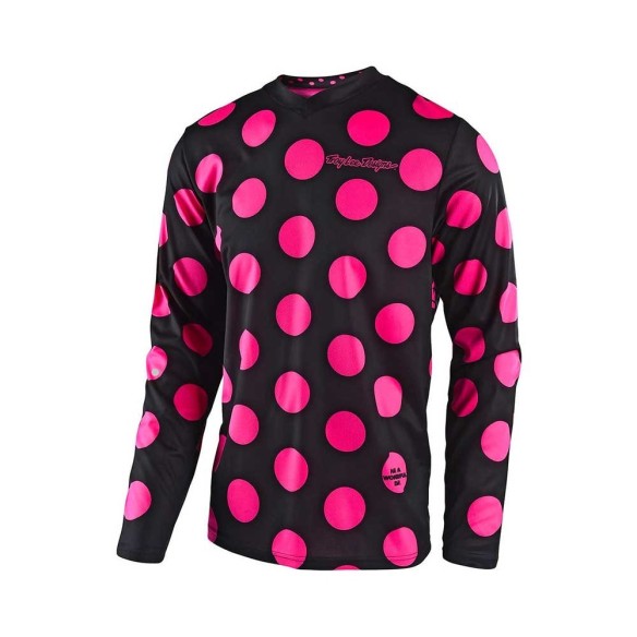 Maglia fuoristrada Troy Lee Designs GP Polka Jr - Dot Blk/Fl Pink bambino offroad in vendita da Canella motoabbigliamento