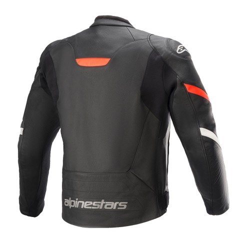 Giacca sportiva Alpinestars Faster V2 Airflow in pelle e ampi pannelli elasticizzati.
