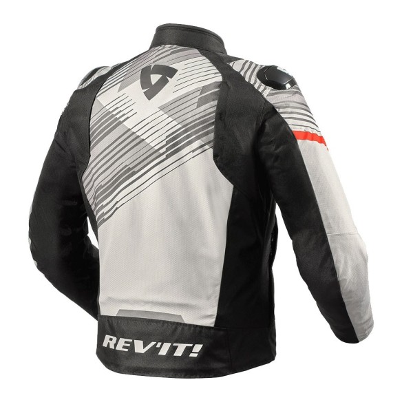 Giacca moto stradale Rev'it Apex H2O- Light Grey/Neon Red