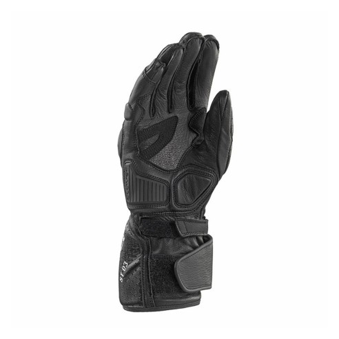 Guanto Clover ST-03 - Nero/Nero sportivo lungo in pelle e microfibra in vendita da Canella Motoabbigliamento
