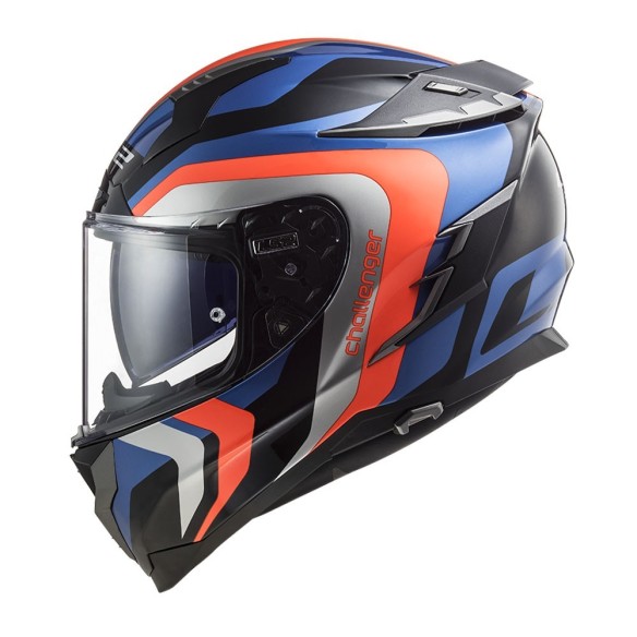 Casco integrale moto LS2 Challenger Galactic - Glossy Blue/Fluo Orange da Canella Motoabbigliamento