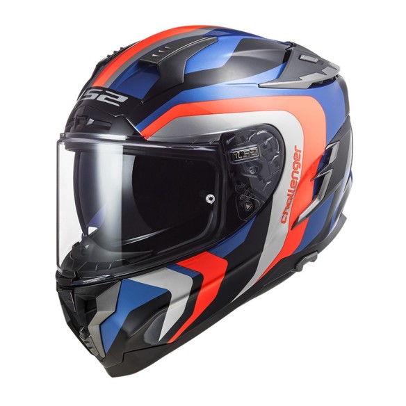 Casco integrale moto LS2 Challenger Galactic - Glossy Blue/Fluo Orange da Canella Motoabbigliamento