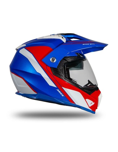 Casco Dual Road Ufo Aries Tourer/Crossover - Blue/White/Red in