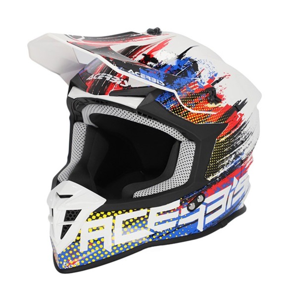 Casco Fuoristrada Acerbis Linear 2206 -White/Blue/Red in vendita da Canella Motoabbigliamento