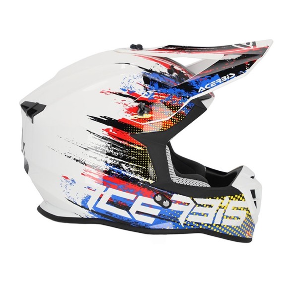 Casco Fuoristrada Acerbis Linear 2206 -White/Blue/Red in vendita da Canella Motoabbigliamento
