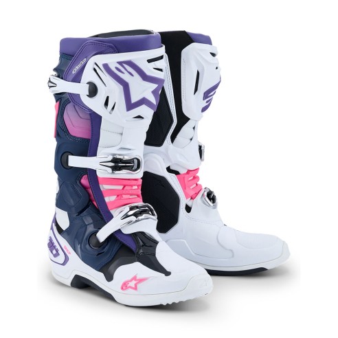 Alpinestars Tech 10 Wht/Vt/Nybl/Pkfl | Stivali MX Pro