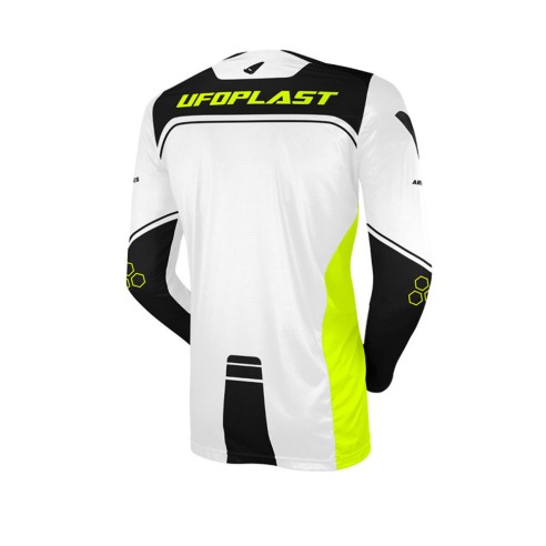 Maglia UFO Ares Bianco/Nero/Giallo Fluo – Stretch Fit | Canella Moto