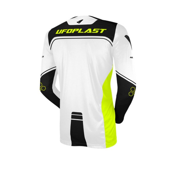 Maglia UFO Ares Bianco/Nero/Giallo Fluo – Stretch Fit | Canella Moto