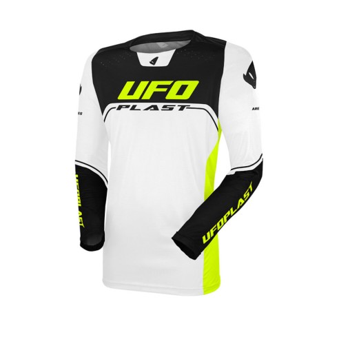 Maglia UFO Ares Bianco/Nero/Giallo Fluo – Stretch Fit | Canella Moto