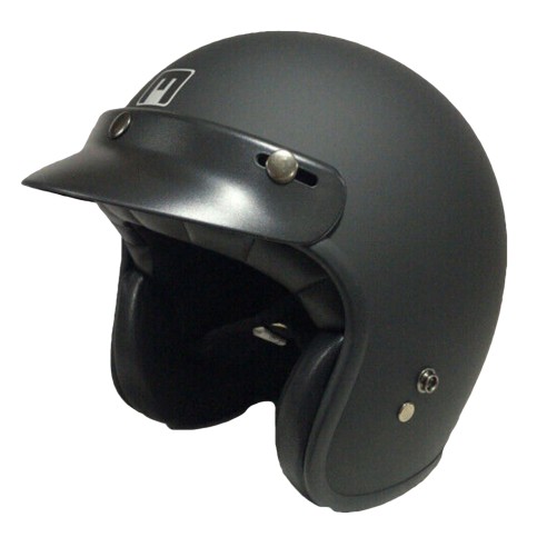 Casco Jet H-Easy Matt Black Vintage Moto e Scooter